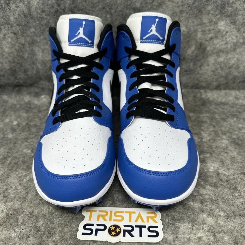 Jordan 1 Mid TD Football Cleats Mens Size 10 Royal Blue White Black FJ6805-104